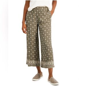 Style & Co Olive Drab Combo Patterned Pocket Cropped Wide-Leg Pants Sz Petite XL